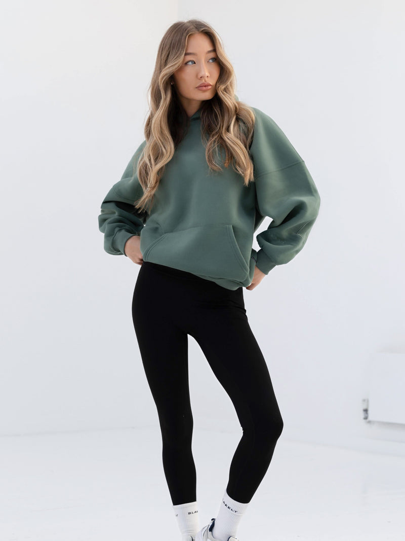 Embroidered Isabel Oversized Hoodie - Moss Green