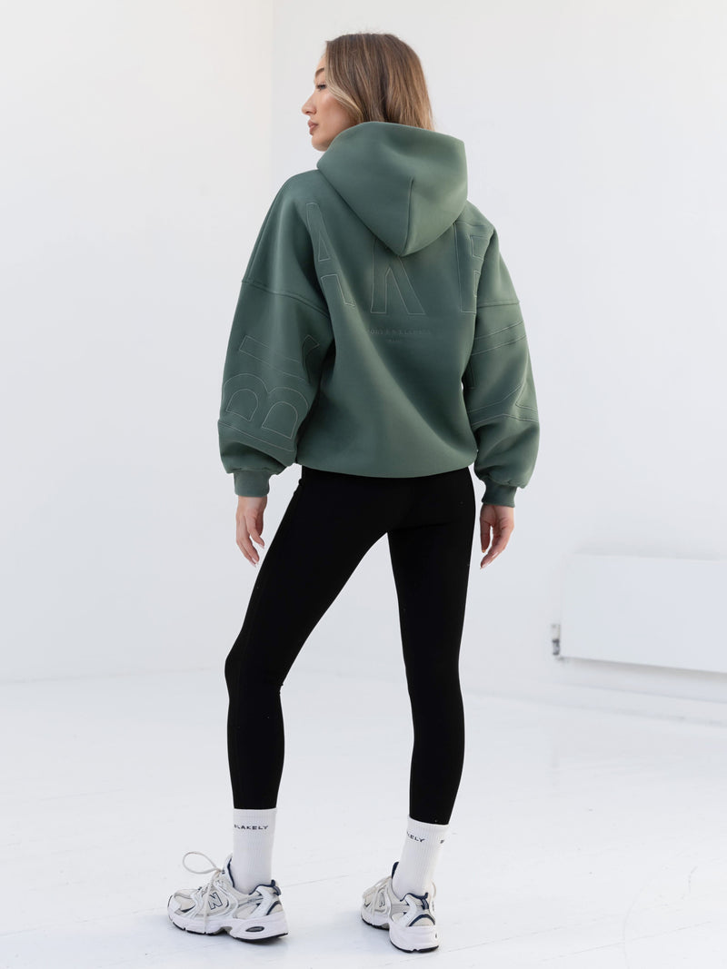 Embroidered Isabel Oversized Hoodie - Moss Green