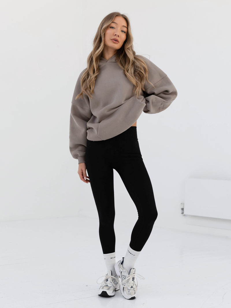 Embroidered Isabel Oversized Hoodie - Neutral Grey