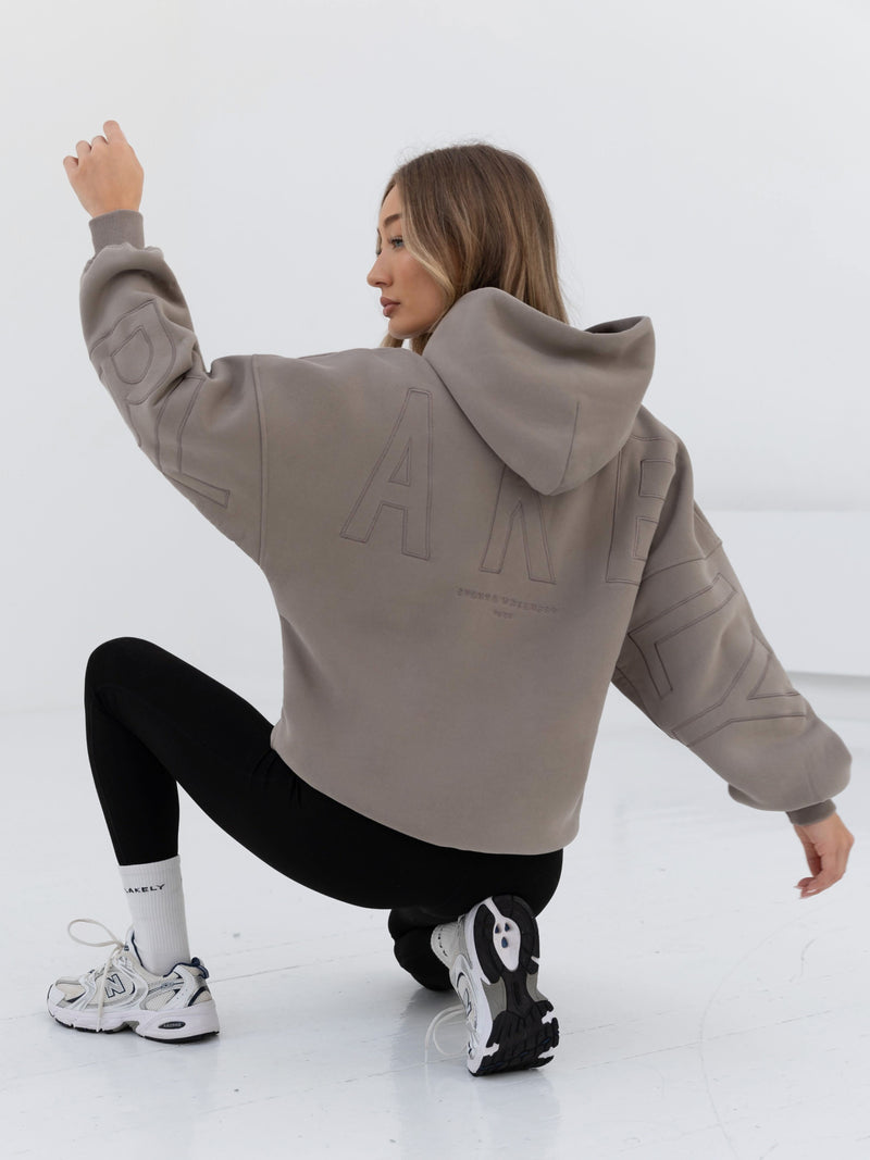 Embroidered Isabel Oversized Hoodie - Neutral Grey