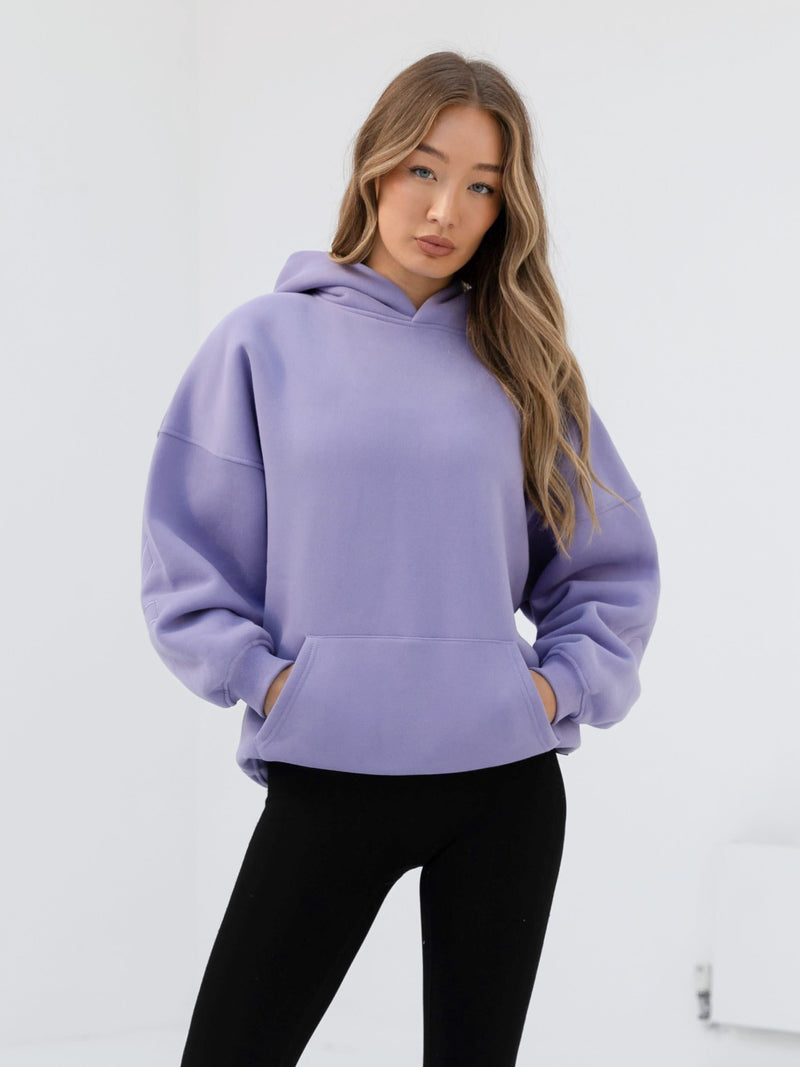 Embroidered Isabel Oversized Hoodie - Lilac