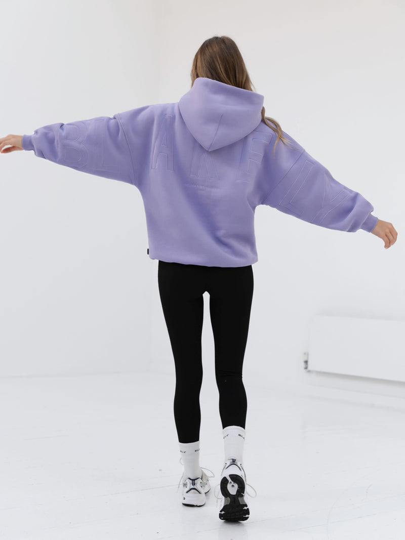 Embroidered Isabel Oversized Hoodie - Lilac