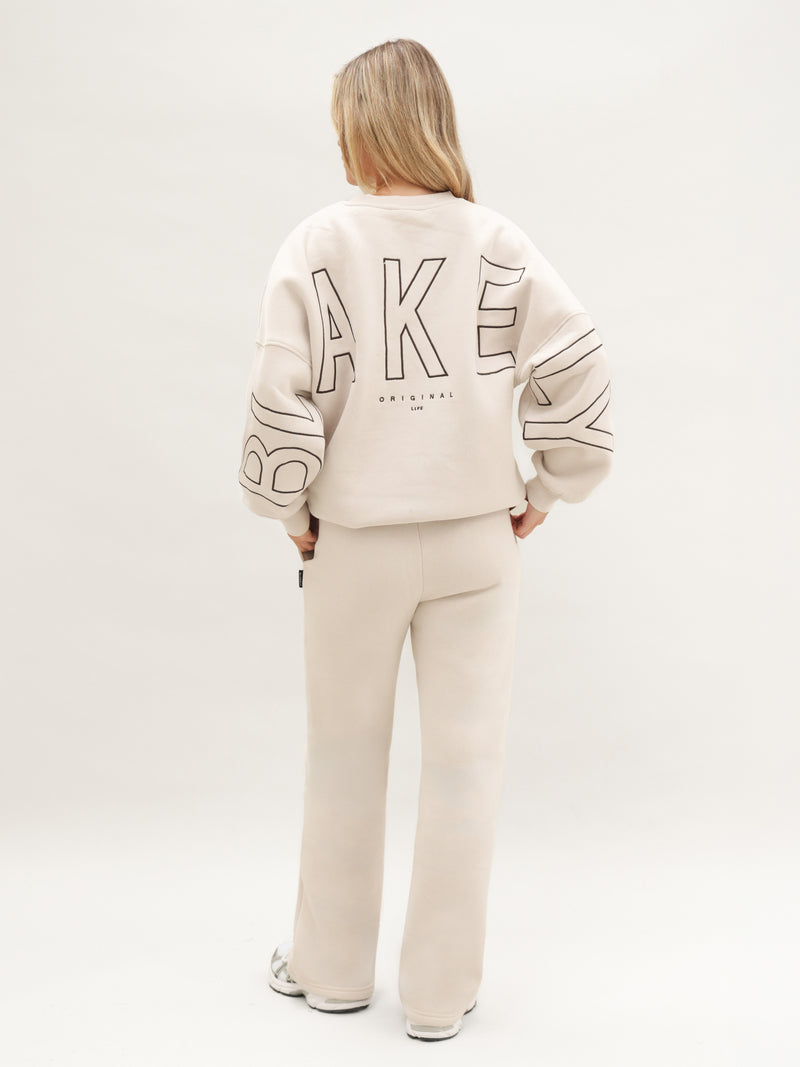Embroidered Isabel Oversized Jumper - Soft Taupe
