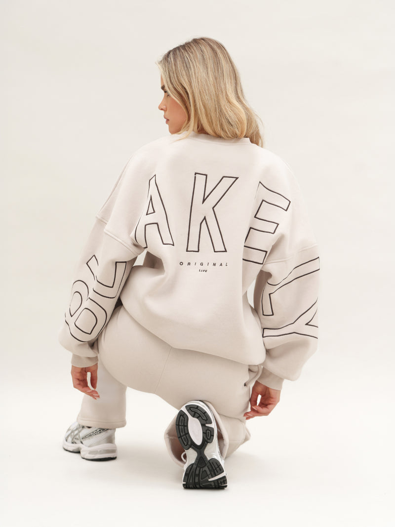Embroidered Isabel Oversized Jumper - Soft Taupe