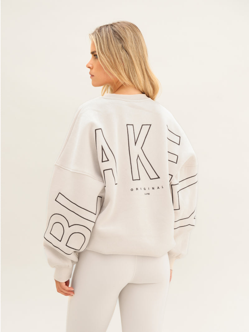 Embroidered Isabel Oversized Jumper - Soft Taupe