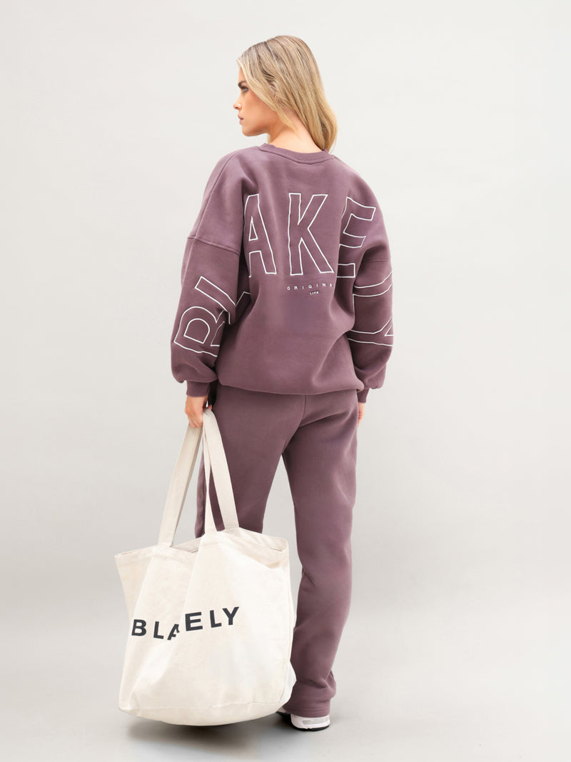 Embroidered Isabel Oversized Jumper - Washed Plum