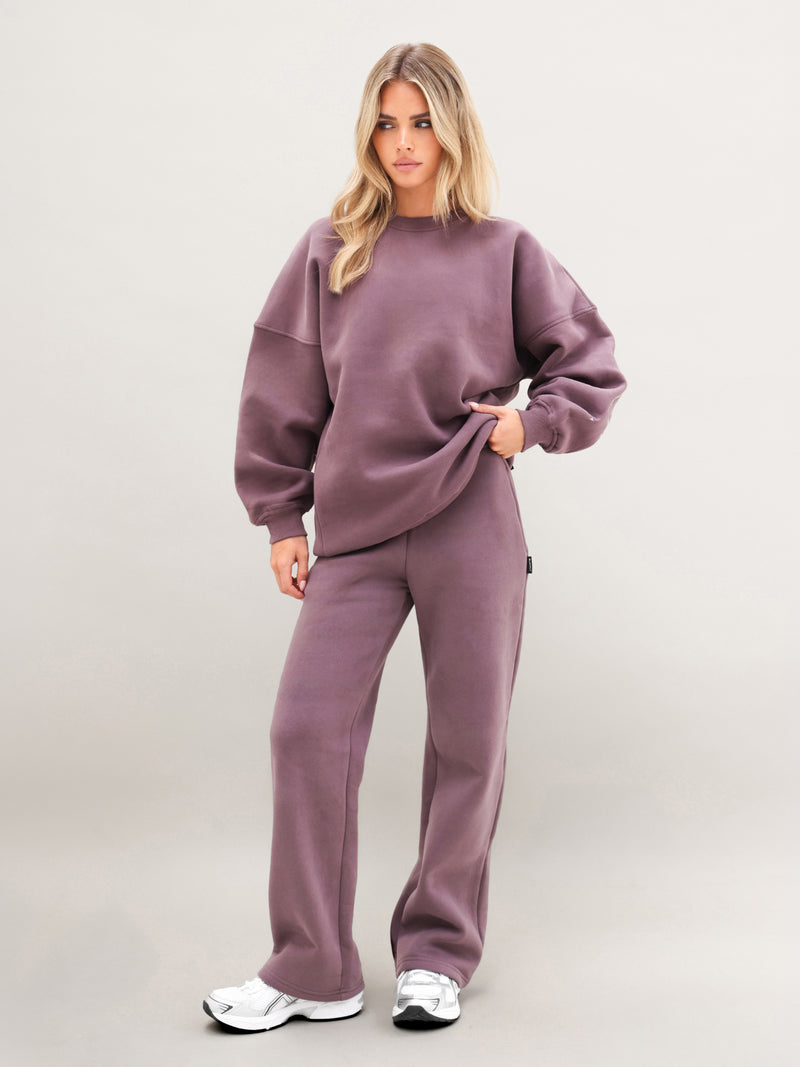 Embroidered Isabel Oversized Jumper - Washed Plum