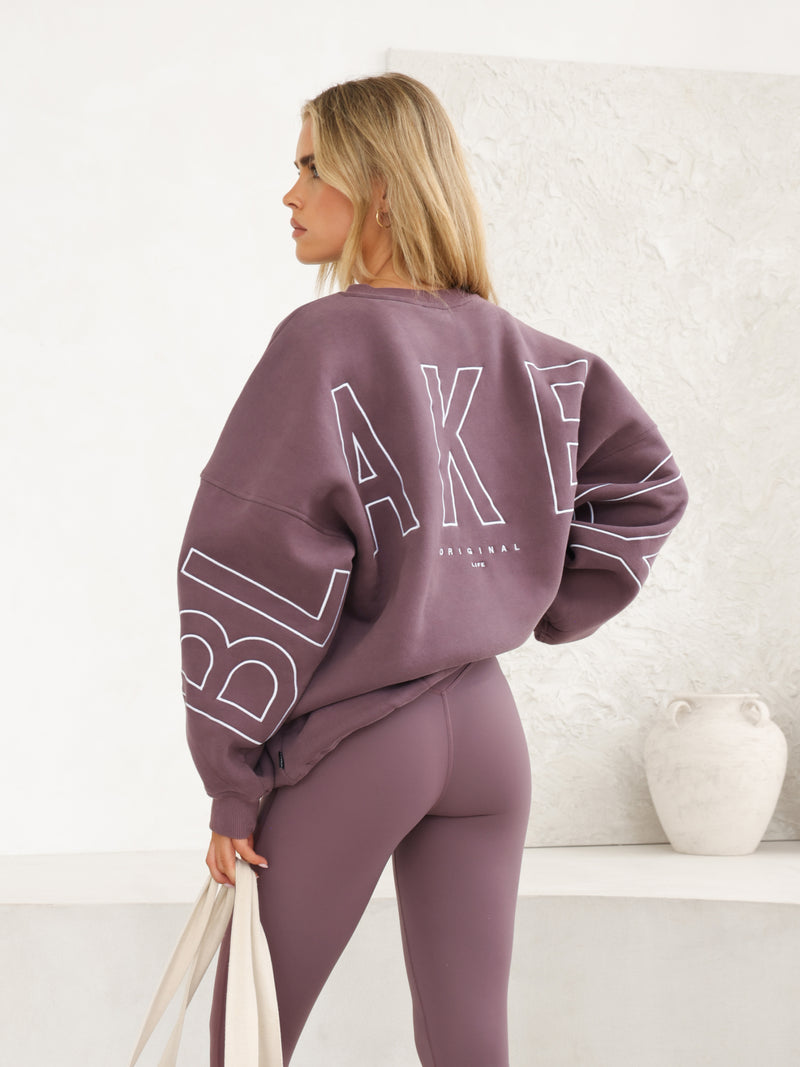 Embroidered Isabel Oversized Jumper - Washed Plum