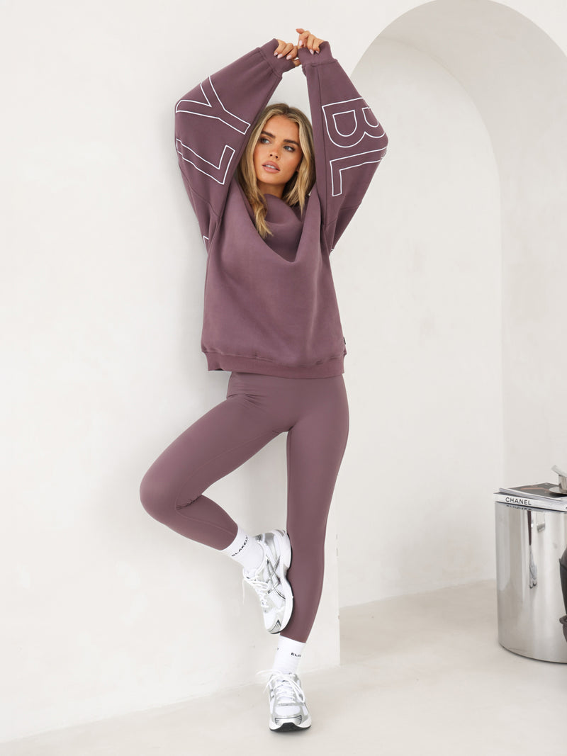 Embroidered Isabel Oversized Jumper - Washed Plum