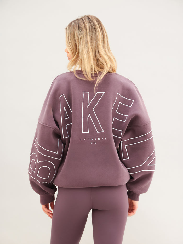 Embroidered Isabel Oversized Jumper - Washed Plum