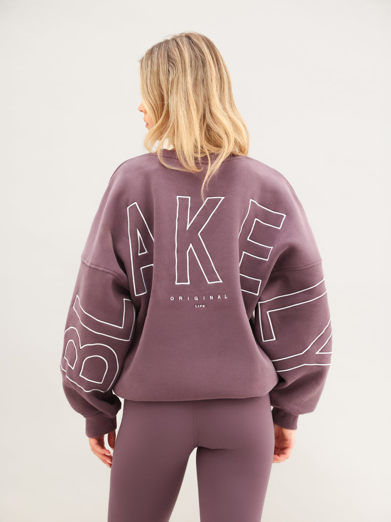 Embroidered Isabel Oversized Jumper - Washed Plum