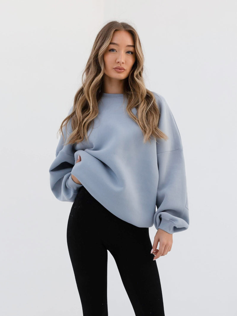 Embroidered Isabel Oversized Jumper - Ice Blue