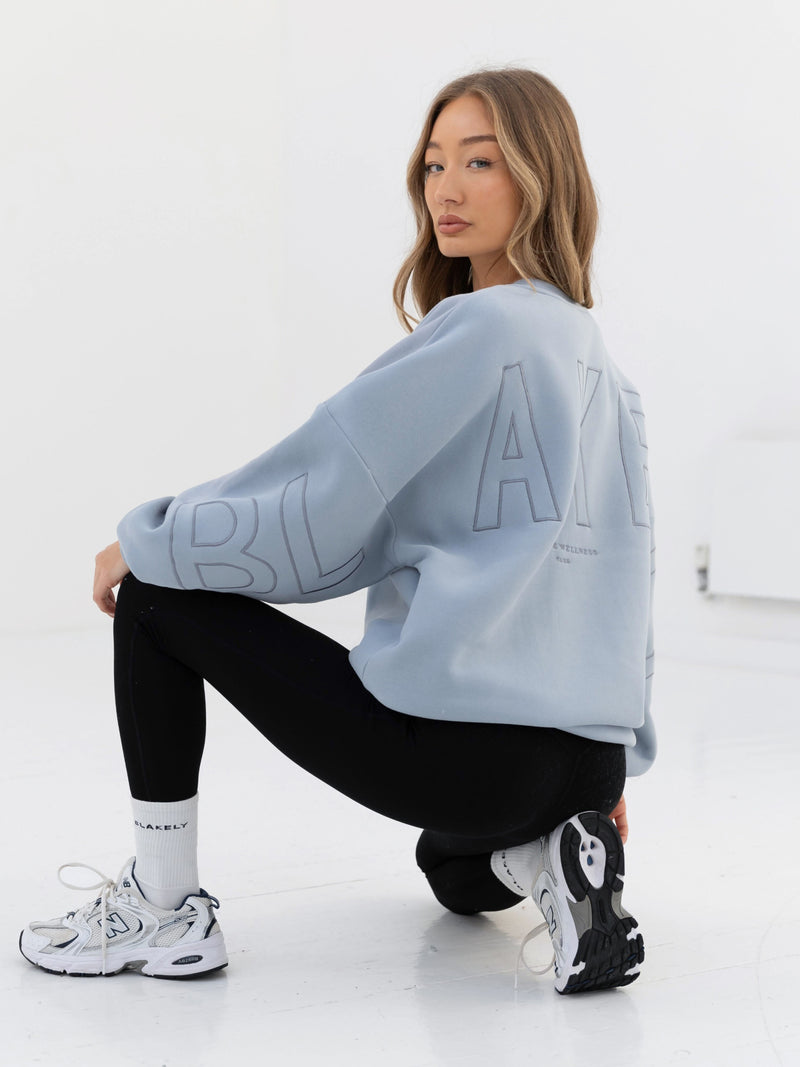 Embroidered Isabel Oversized Jumper - Ice Blue