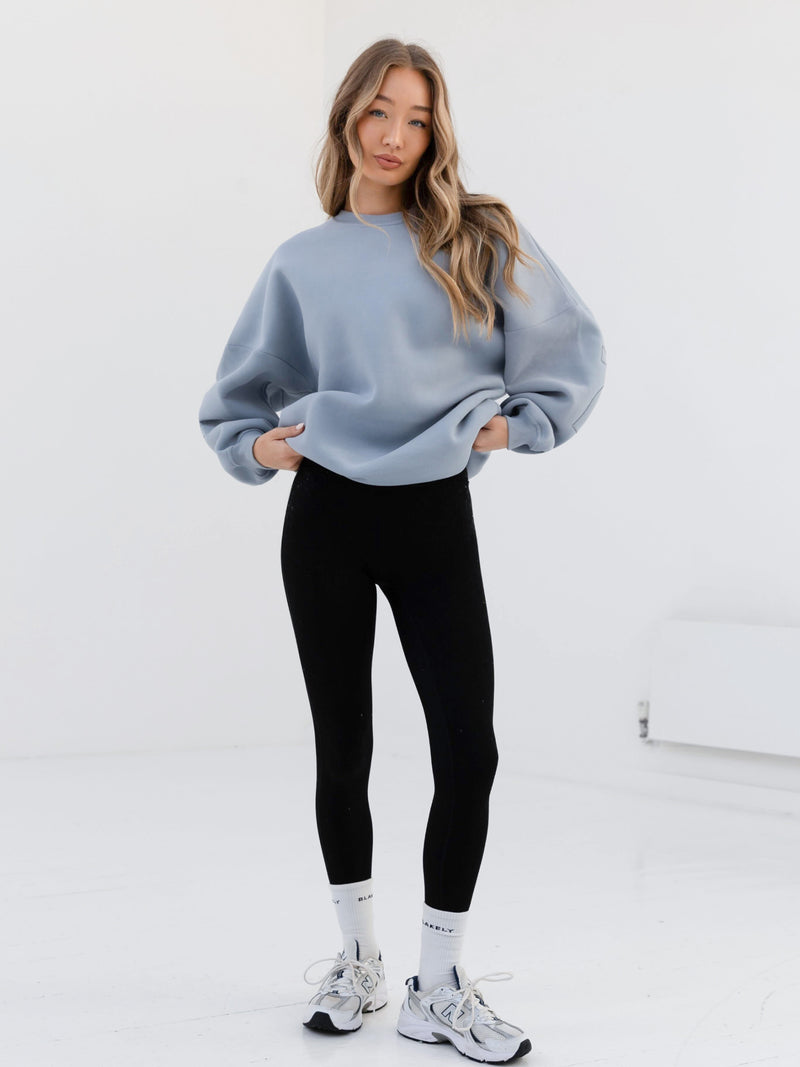 Embroidered Isabel Oversized Jumper - Ice Blue