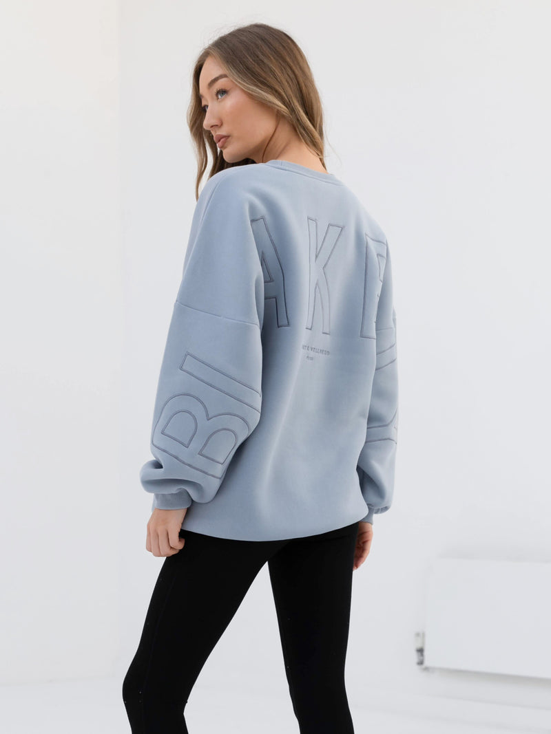 Embroidered Isabel Oversized Jumper - Ice Blue