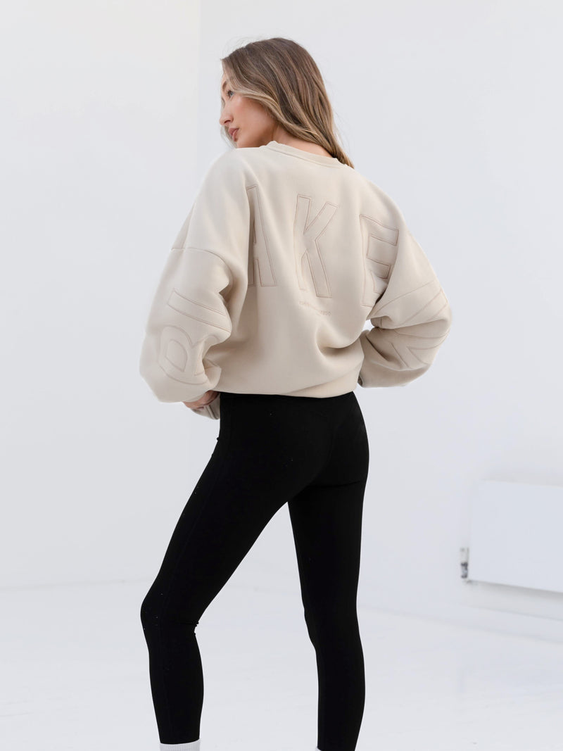 Embroidered Isabel Oversized Jumper - Bone