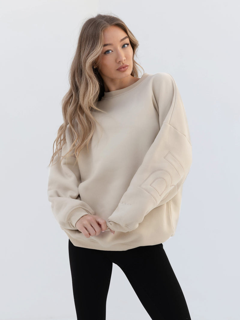 Embroidered Isabel Oversized Jumper - Bone