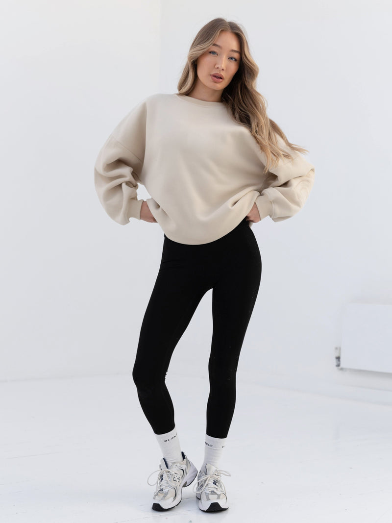 Embroidered Isabel Oversized Jumper - Bone