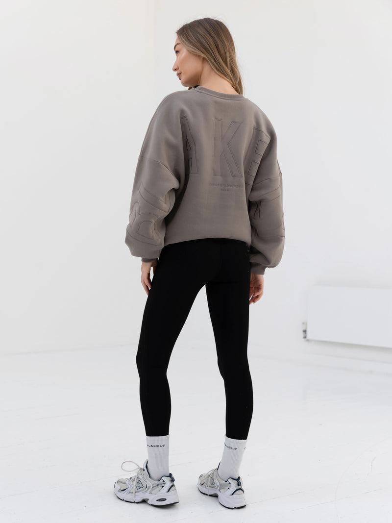 Embroidered Isabel Oversized Jumper - Neutral Grey