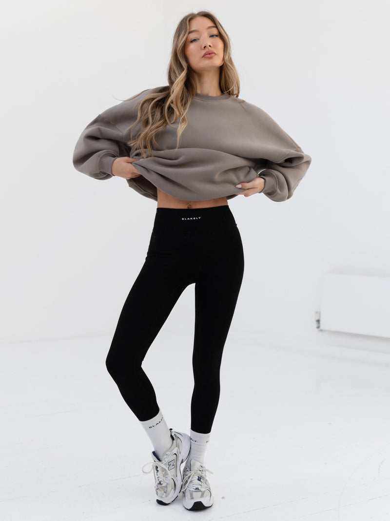 Embroidered Isabel Oversized Jumper - Neutral Grey