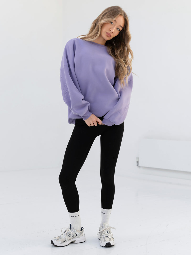 Embroidered Isabel Oversized Jumper - Lilac