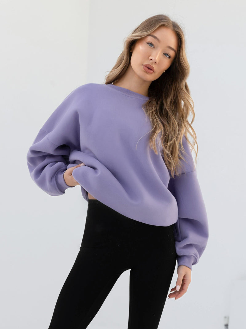 Embroidered Isabel Oversized Jumper - Lilac