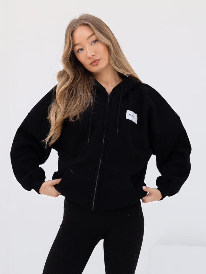 Label Full Zip Hoodie - Black