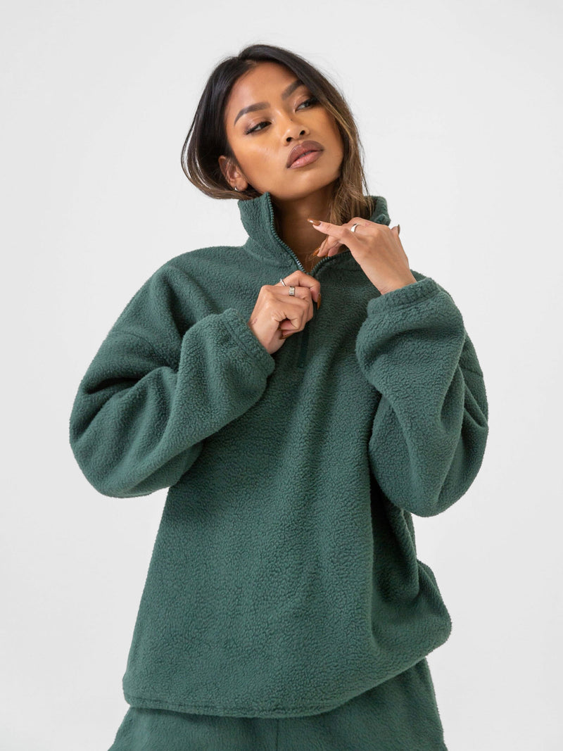 Borg 1/4 Zip Jumper - Green