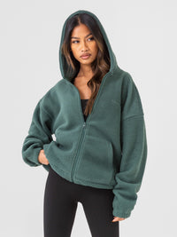 Borg Full Zip Hoodie - Green