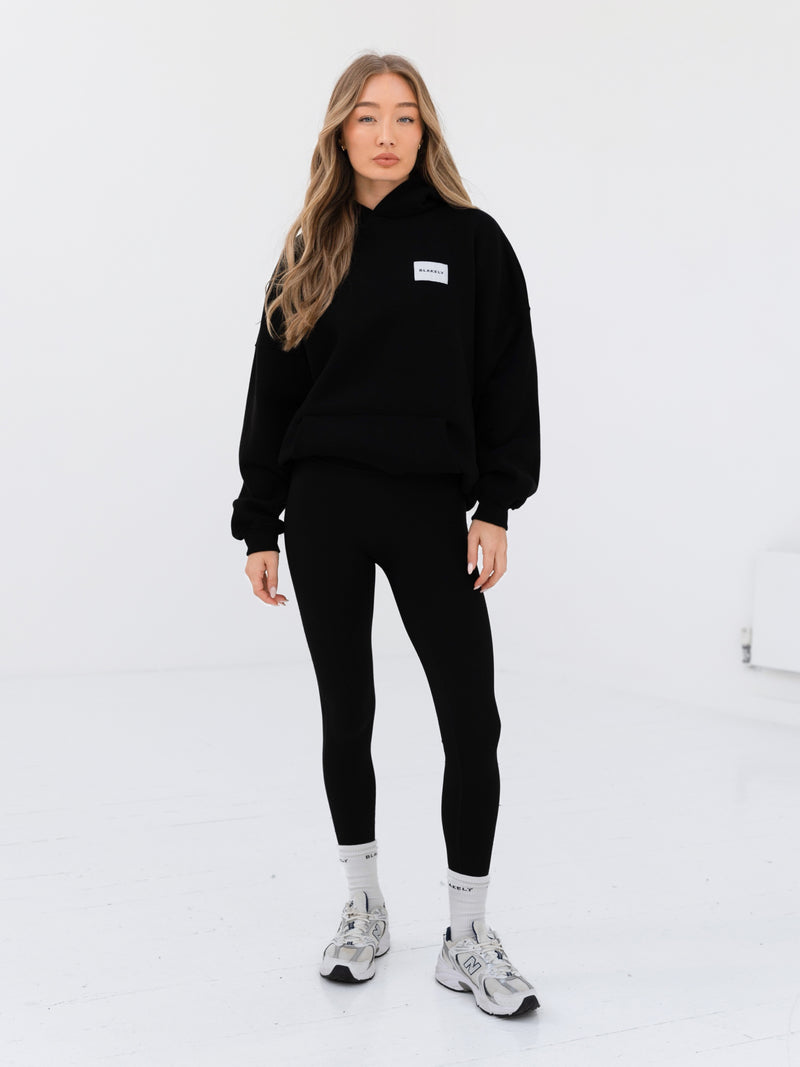 Label Oversized Hoodie - Black