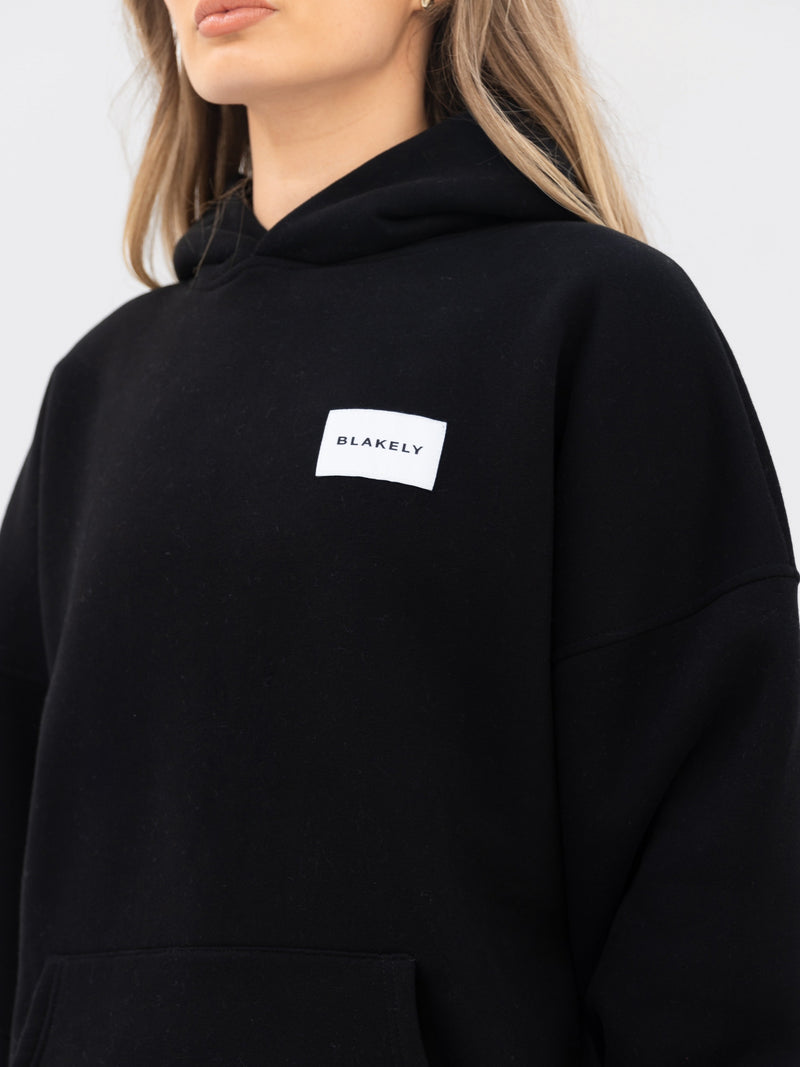 Label Oversized Hoodie - Black