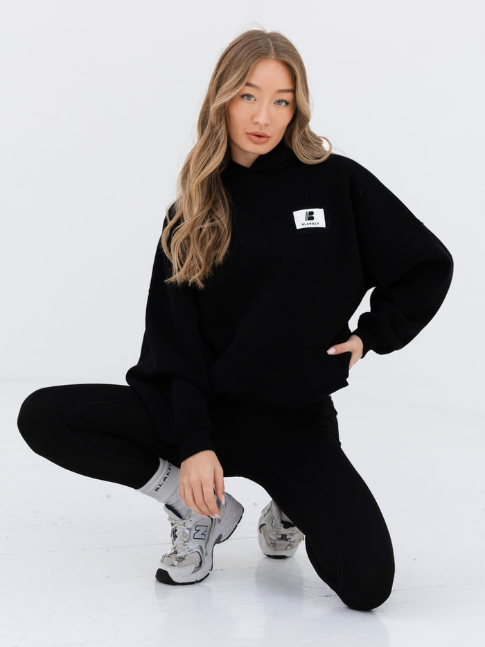 Apex Label Oversized Hoodie - Black