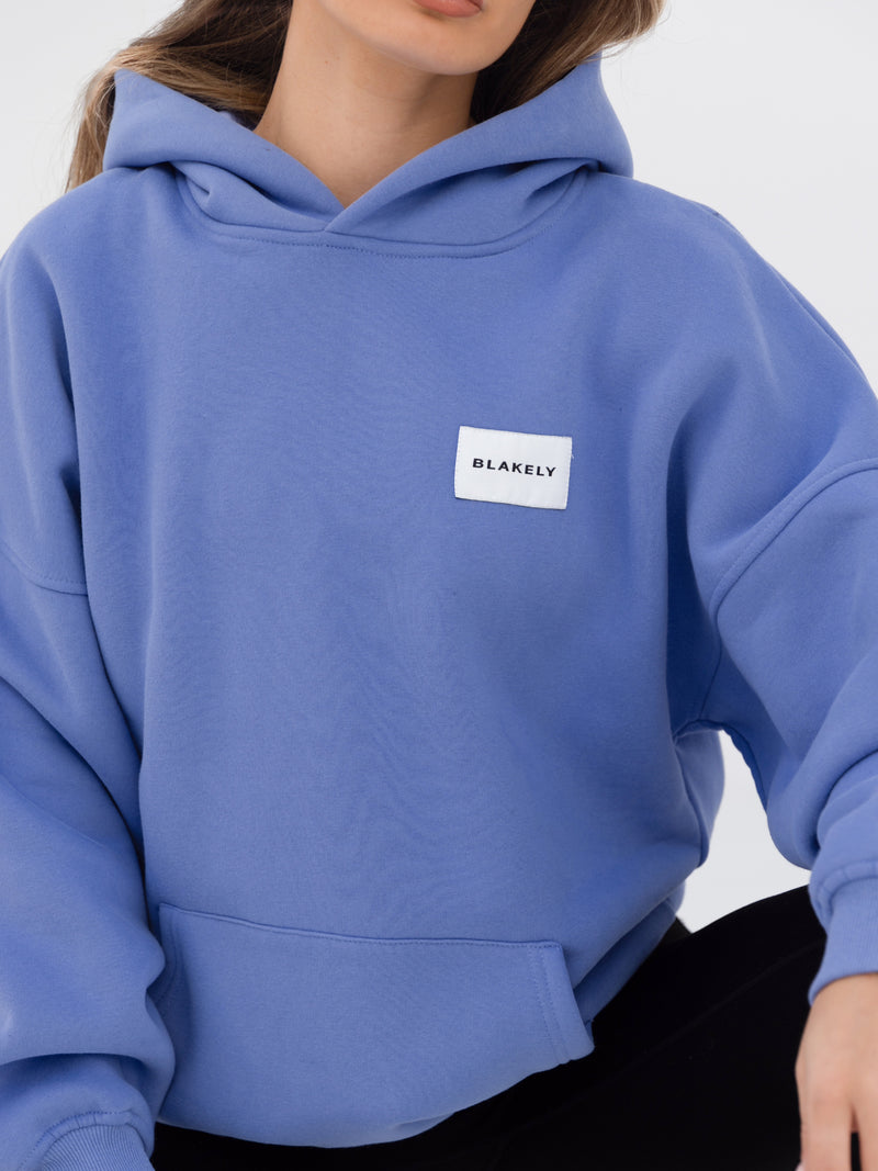 Label Oversized Hoodie - Lilac Blue