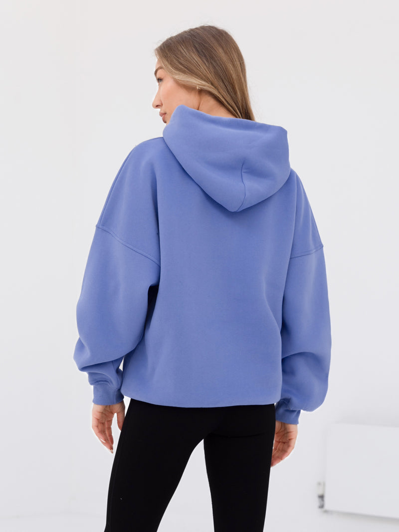 Label Oversized Hoodie - Lilac Blue