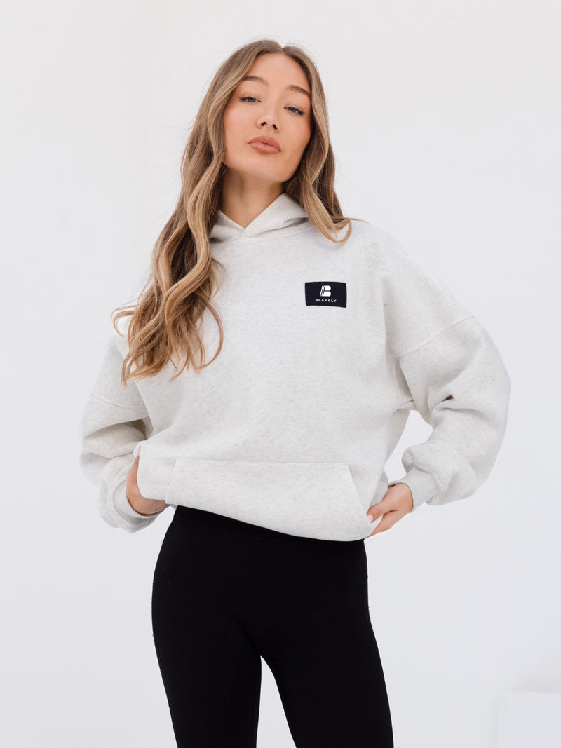 Apex Label Oversized Hoodie - Marl White