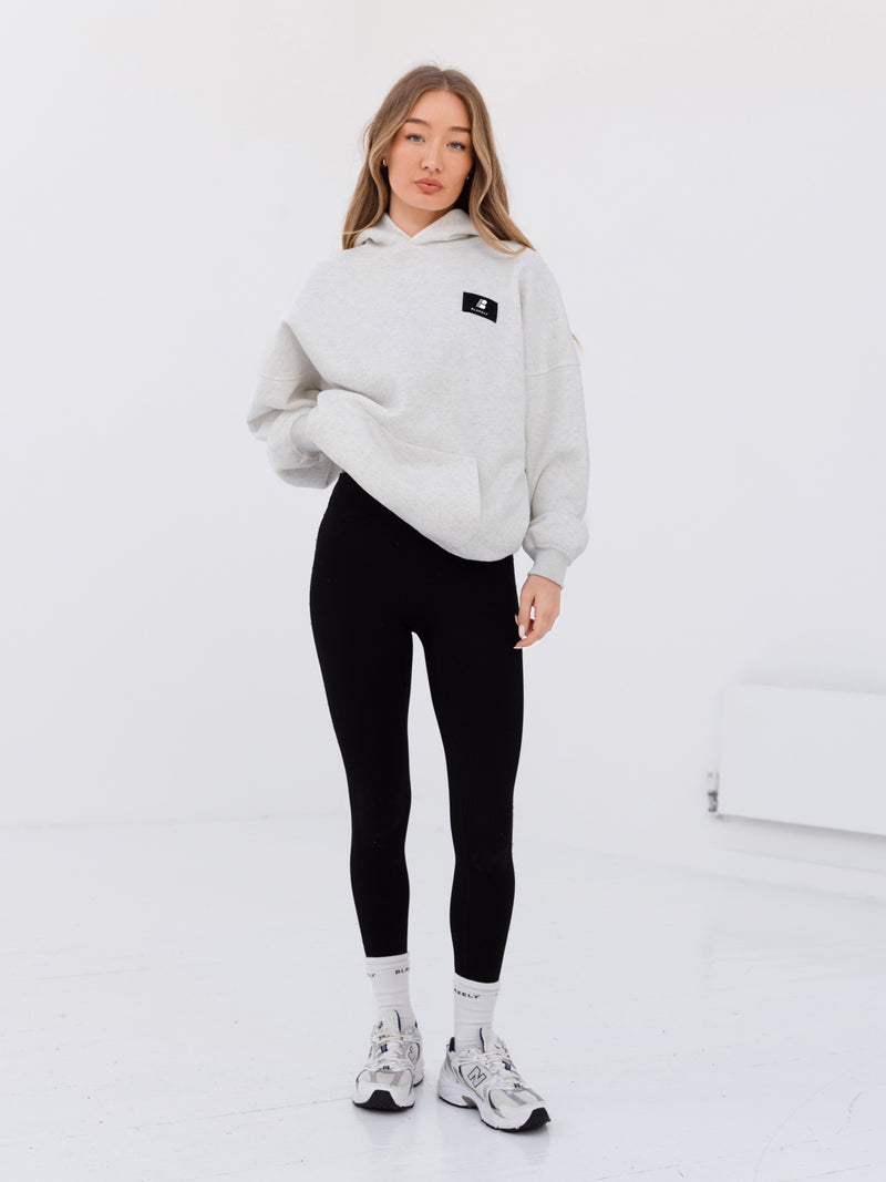 Apex Label Oversized Hoodie - Marl White