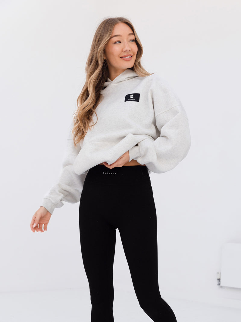 Apex Label Oversized Hoodie - Marl White