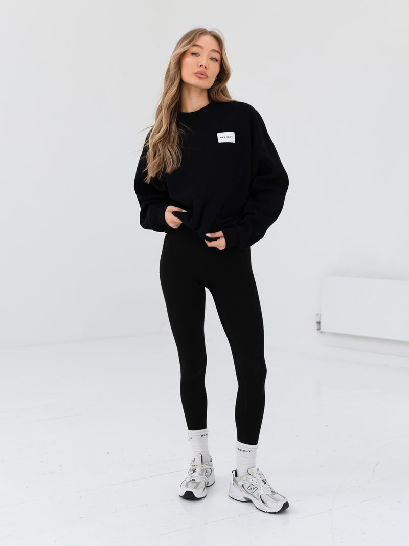 Label Oversized Jumper - Black