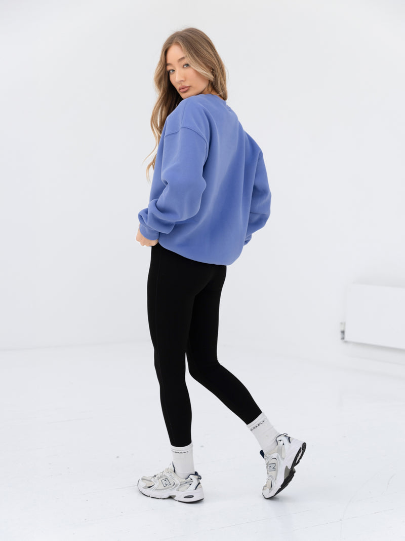 Label Oversized Jumper - Lilac Blue