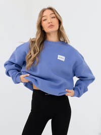 Label Oversized Jumper - Lilac Blue