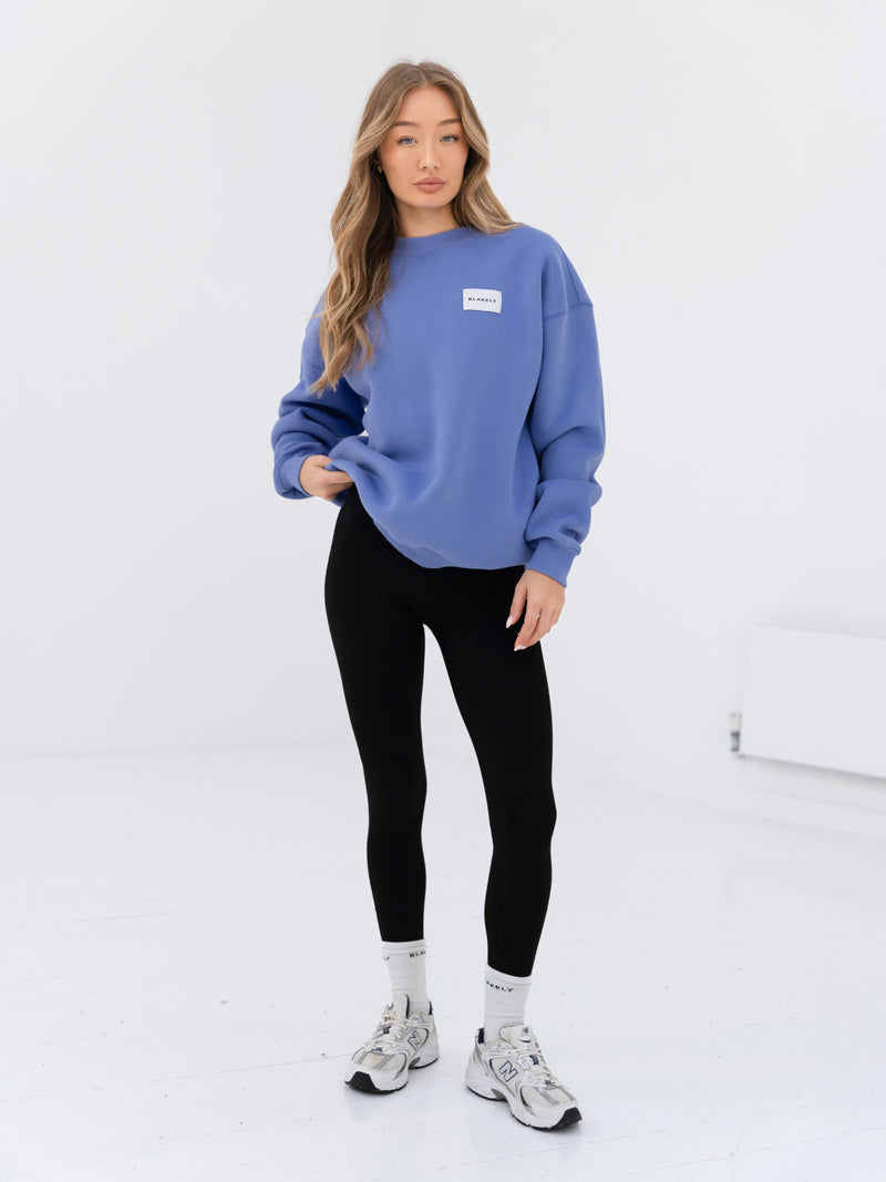 Label Oversized Jumper - Lilac Blue