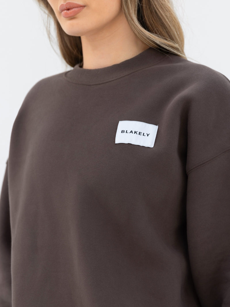 Label Oversized Jumper - Slate Brown