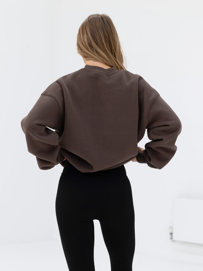 Label Oversized Jumper - Slate Brown