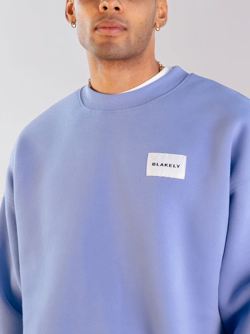 Label Relaxed Jumper - Lilac Blue