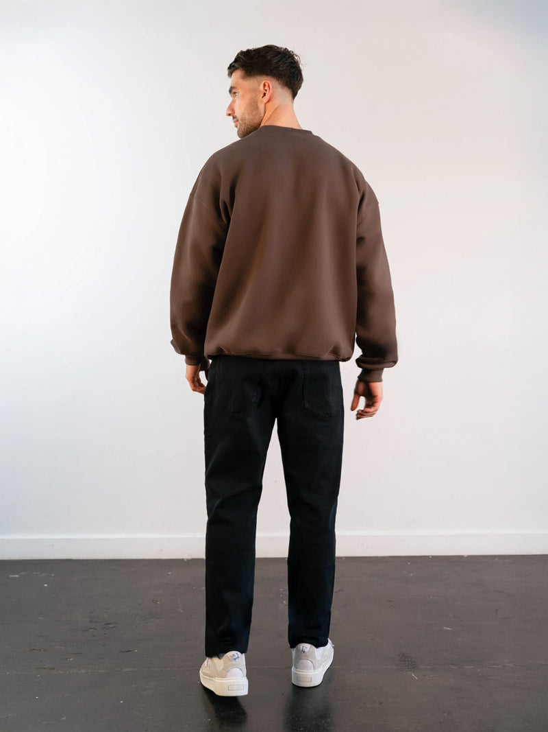 Label Relaxed Jumper - Slate Brown