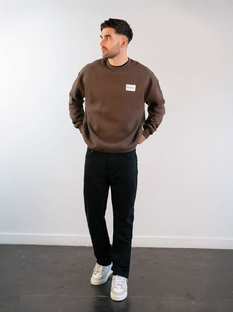 Label Relaxed Jumper - Slate Brown