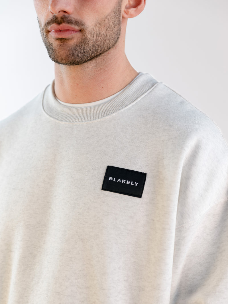 Label Relaxed Jumper - Marl White