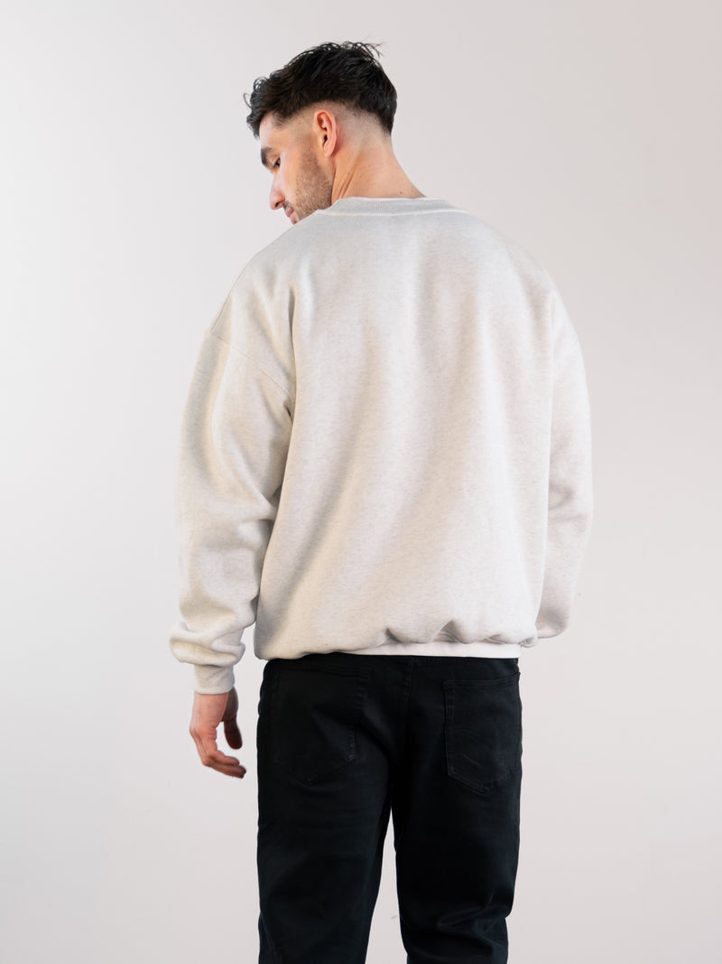 Label Relaxed Jumper - Marl White