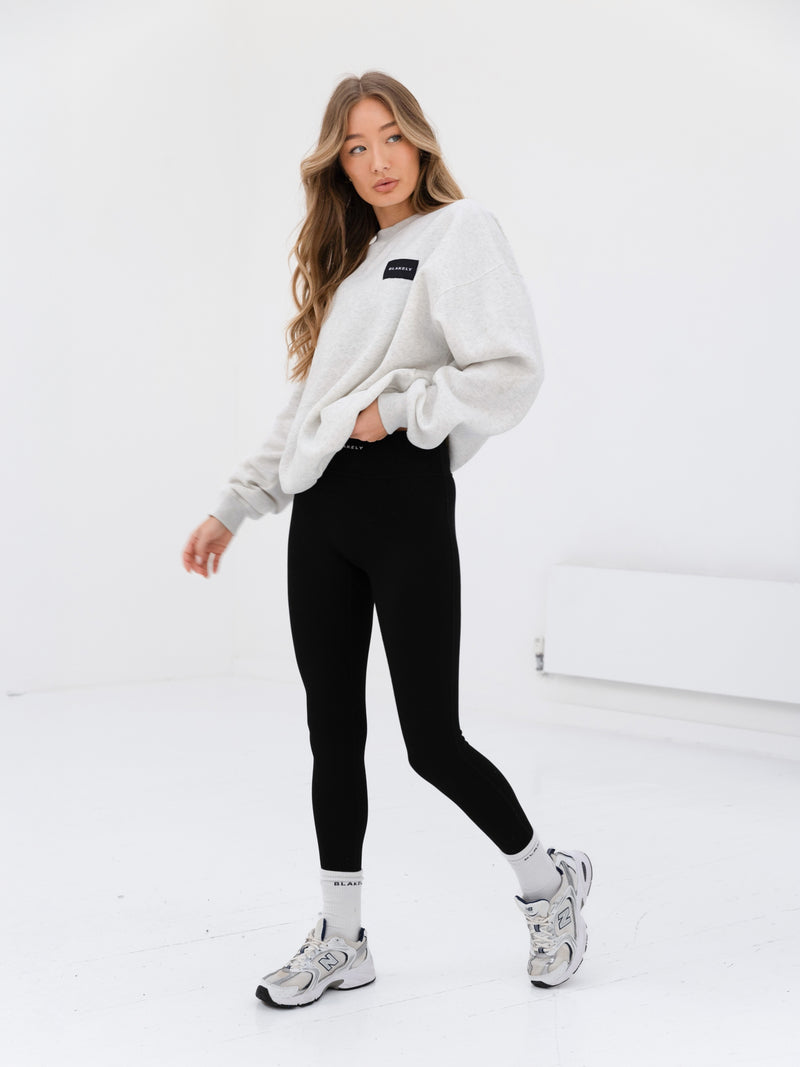 Label Oversized Jumper - Marl White