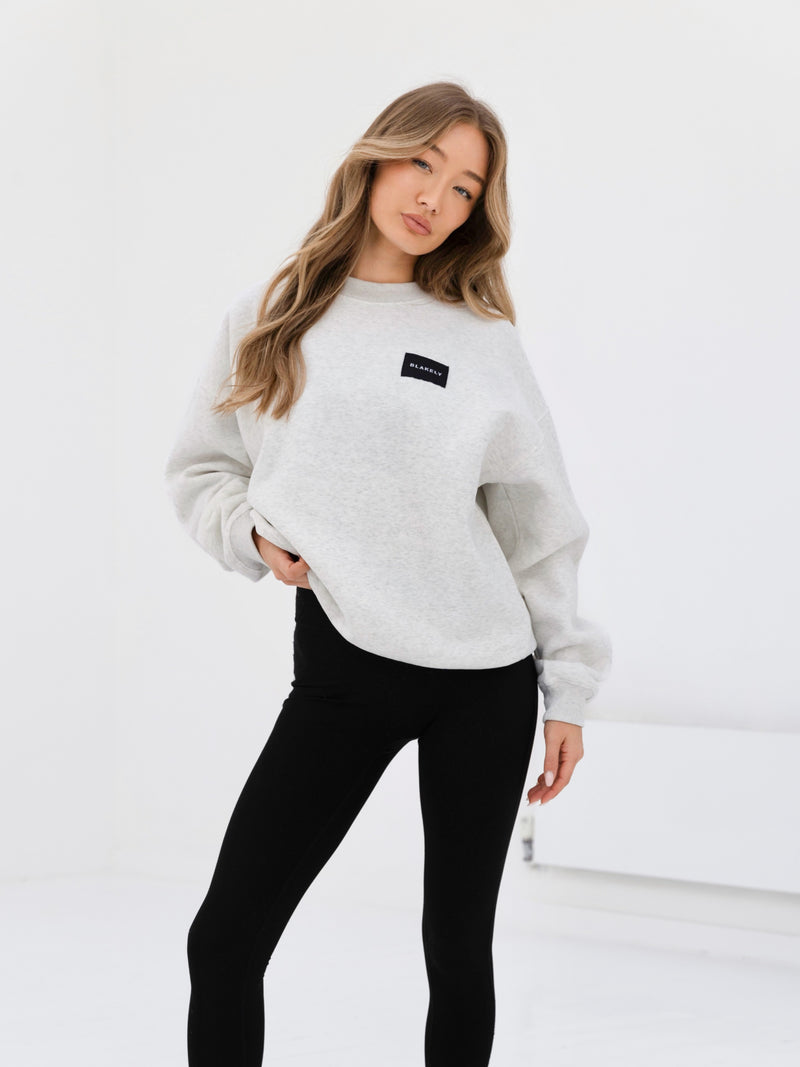 Label Oversized Jumper - Marl White